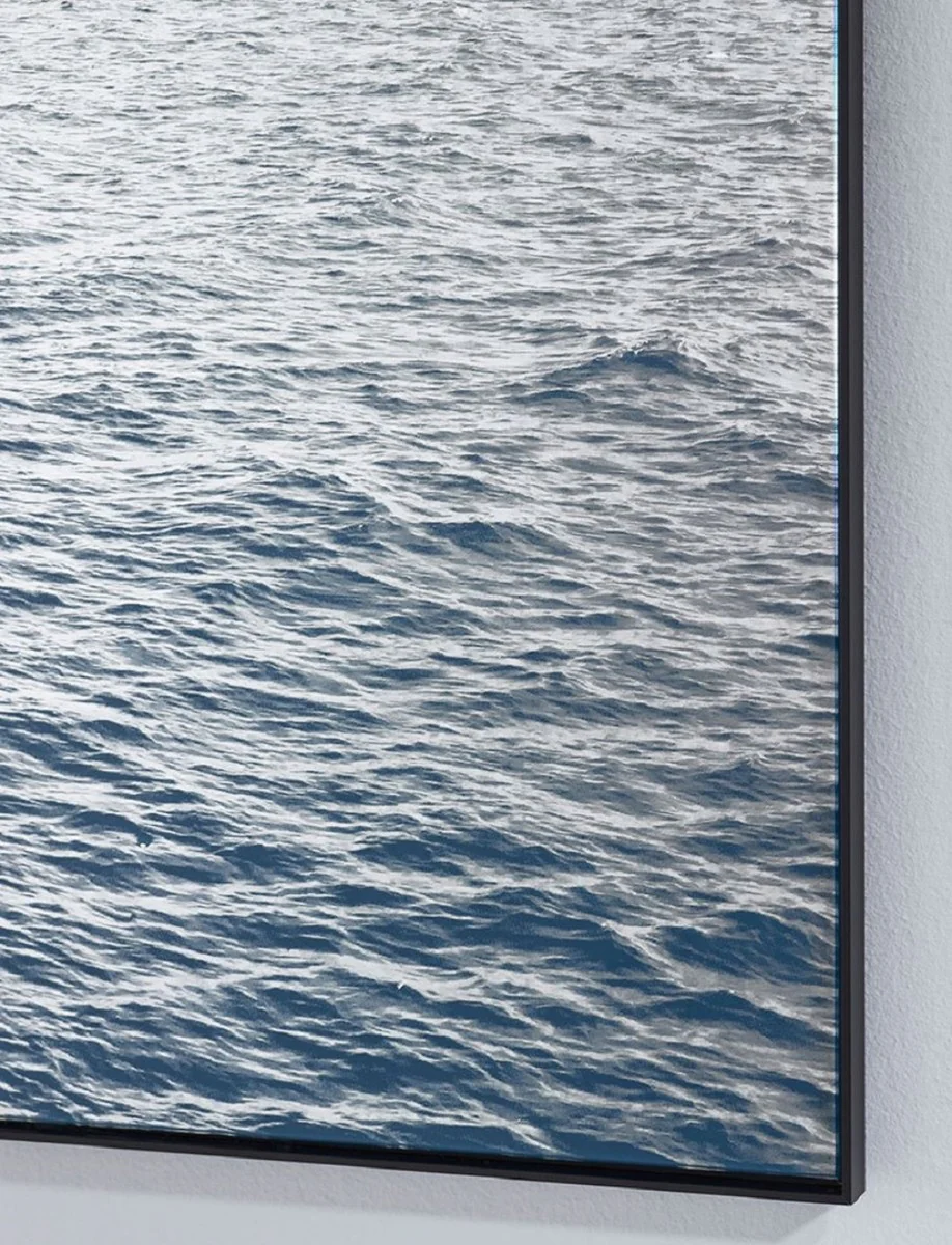 Casa Padrino espejo de pared de lujo mar azul / negro 120 x 2 x A. 90 cm - Espejo rectangular con estructura de metal - Muebles de Lujo