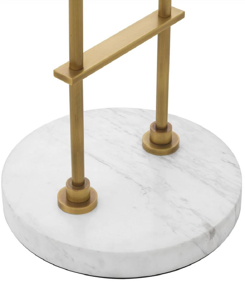 Casa Padrino lámpara de pie de metal de lujo con base de mármol latón antiguo / blanco Ø 49 x A. 157 cm - Calidad de Lujo