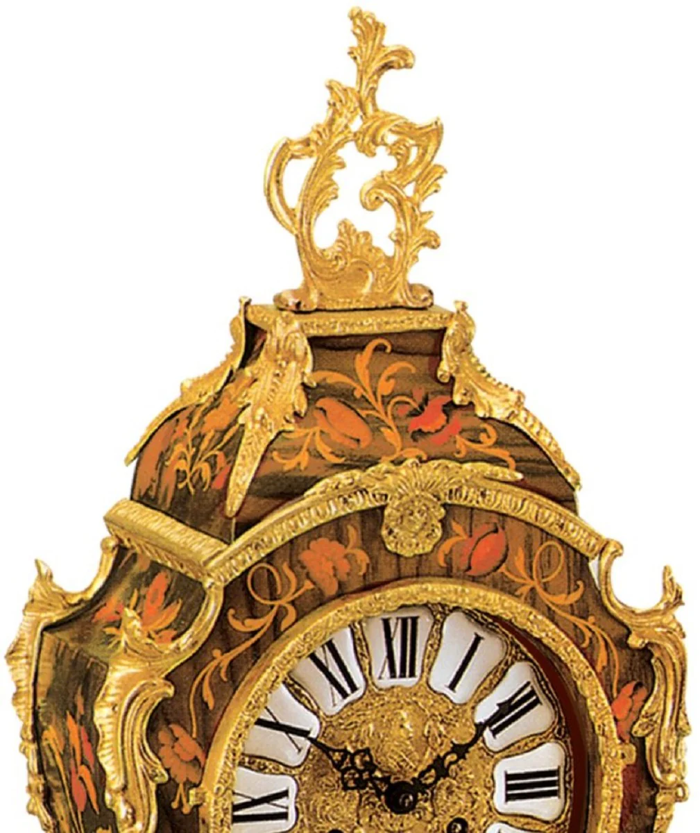 Casa Padrino reloj de mesa barroco de lujo marrón / multicolor / oro - Magnífico reloj de estilo barroco - Reloj de sobremesa barroco tallado a mano - Calidad de lujo - Hecho en Italia