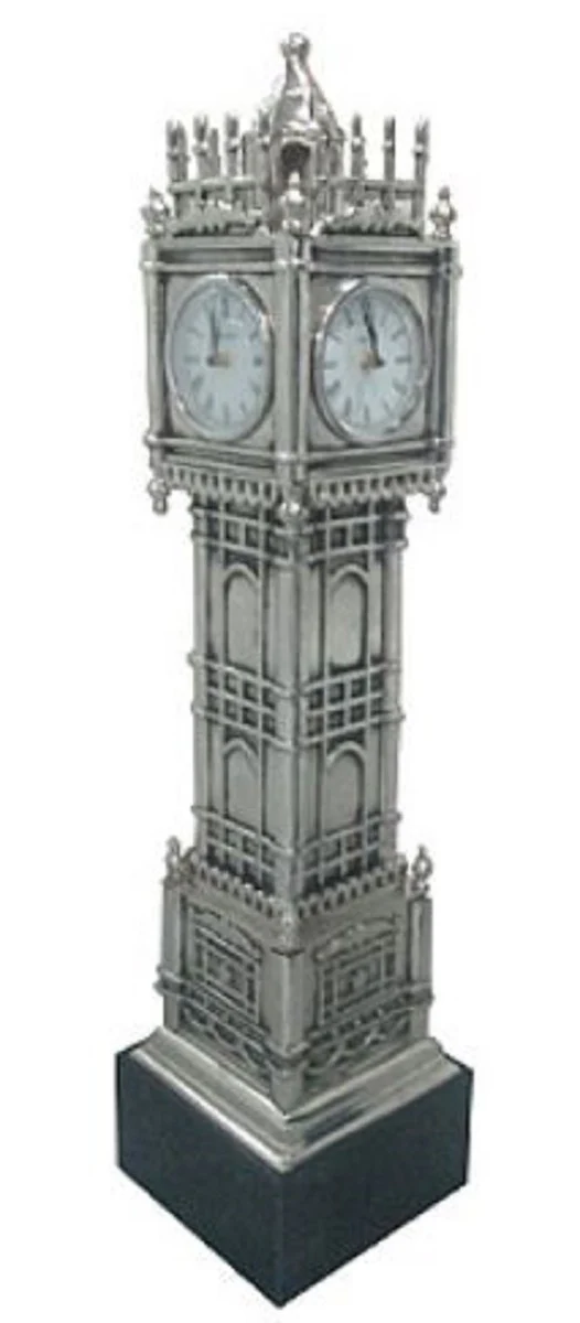 Casa Padrino reloj de piso de lujo torre plata / negro 20 x 20 x H. 85 cm - Accesorios de Decoración de Lujo