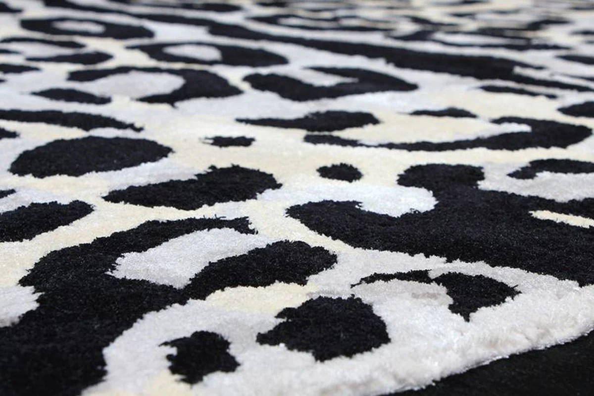 Casa Padrino alfombra de lujo con diseño de leopardo gris / crema / negro 160 x 230 cm - Alfombra rectangular para salón - Alfombra moderna para dormitorio - Interior de lujo - Calidad de lujo
