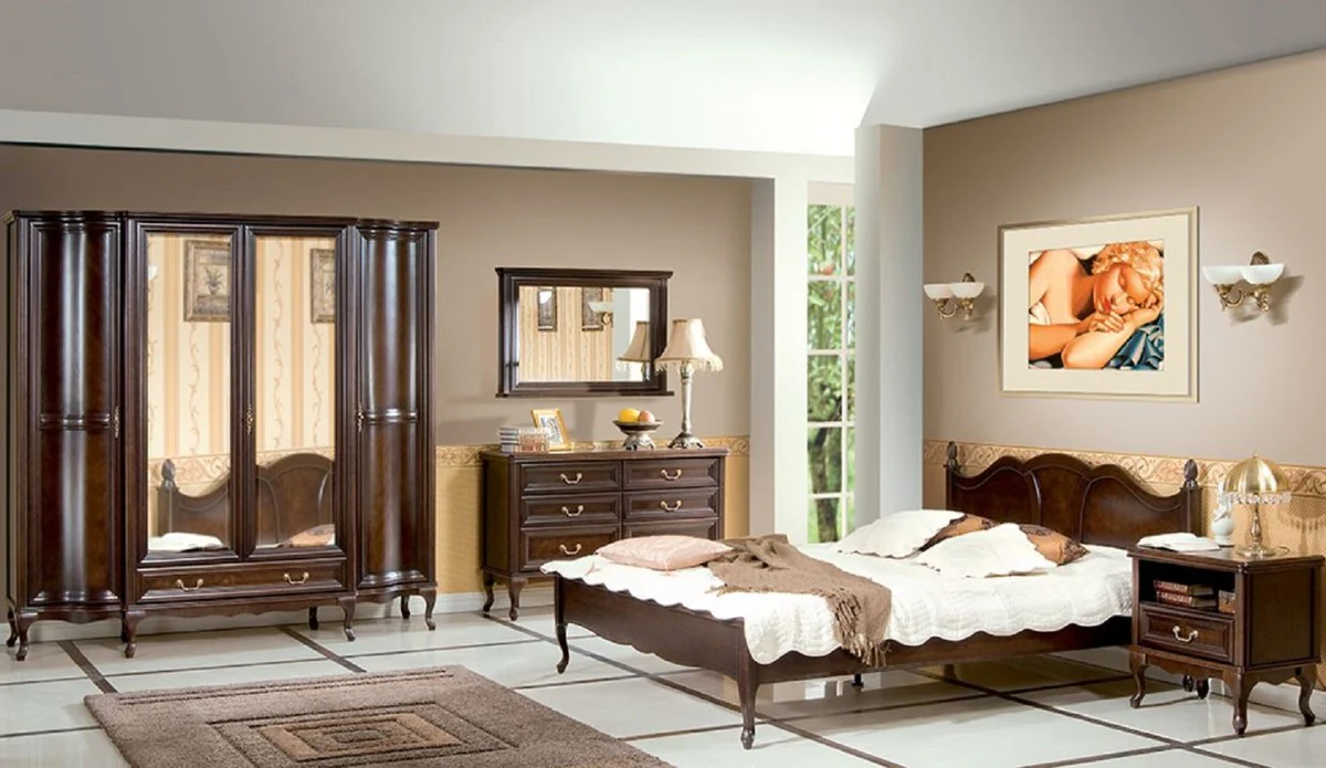 Casa Padrino c¨®moda Art Nouveau de lujo de madera maciza con 6 cajones marr¨®n oscuro 135 x 42,5 x A. 86,6 cm - Muebles de Dormitorio Barrocos y Art Nouveau