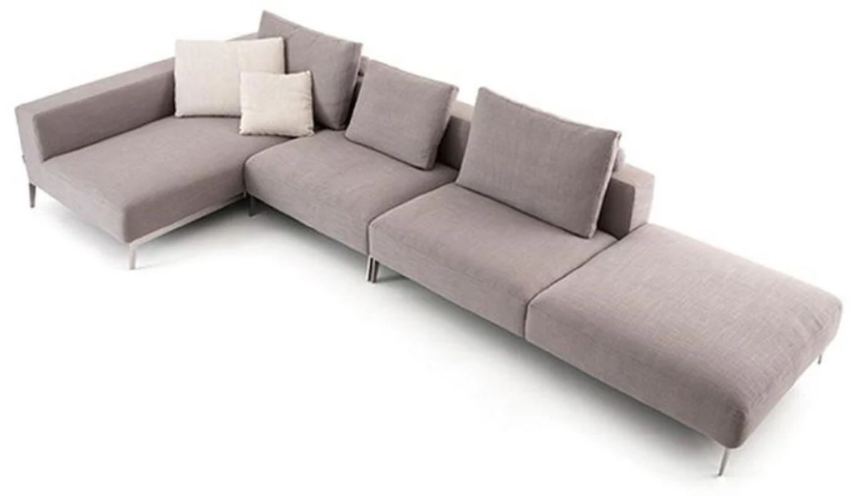 Casa Padrino sof¨¢ de lujo gris / plata 400 x 178 x A. 56 cm - Sof¨¢ de esquina ajustable para sal¨®n - Muebles de sal¨®n de lujo
