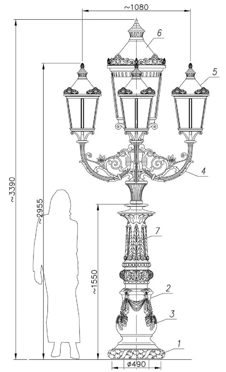 Casa Padrino linterna de calles / linterna de jard¨ªn gris antiguo A. 339 cm