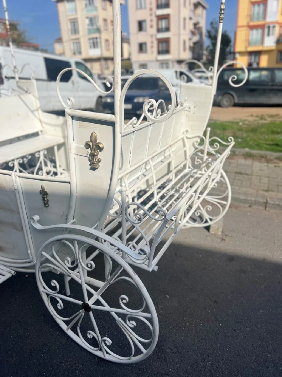 Casa Padrino carro decorativo barroco blanco - versi¨®n pesada - jard¨ªn