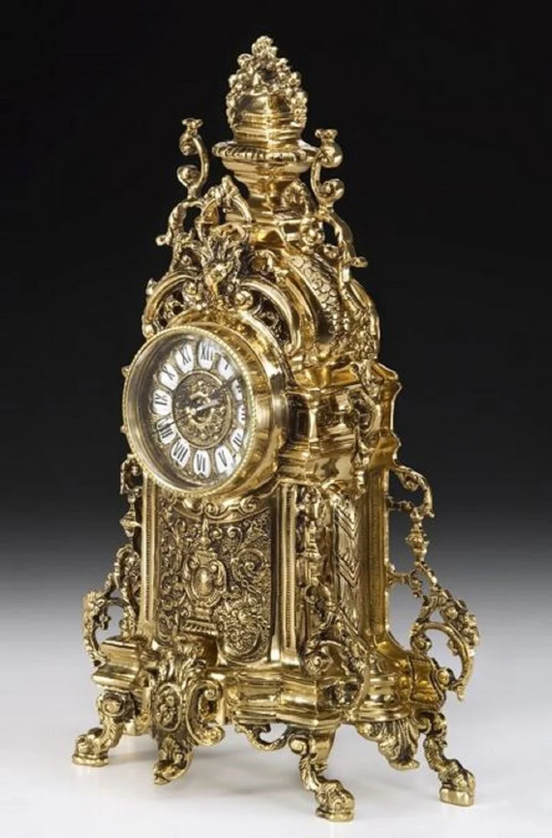 Casa Padrino reloj de mesa barroco de lujo oro 27 x A. 44 cm - Reloj de escritorio de bronce de estilo barroco