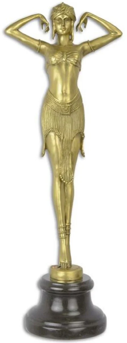 Casa Padrino escultura de bronce de lujo bailarina egipcia oro / negro 17,6 x 12,6 x A. 49,2 cm - Escultura de bronce con base de mármol - Accesorios Decorativos