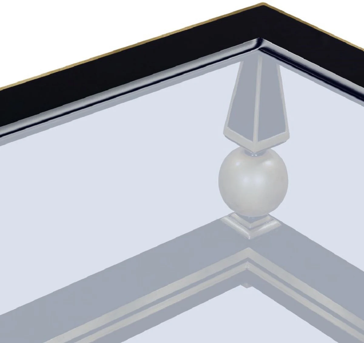 Casa Padrino mesa de centro Art Deco de lujo negro / oro 113 x 113 x A. 47 cm - Magn¨ªfica mesa de sal¨®n de madera maciza con tapas de vidrio - Muebles de Sal¨®n Art Deco