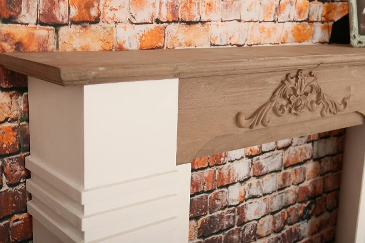 Casa Padrino chimenea estilo country antigua blanco / marr¨®n 110 x 22 x H. 98 cm - Muebles Shabby Chic