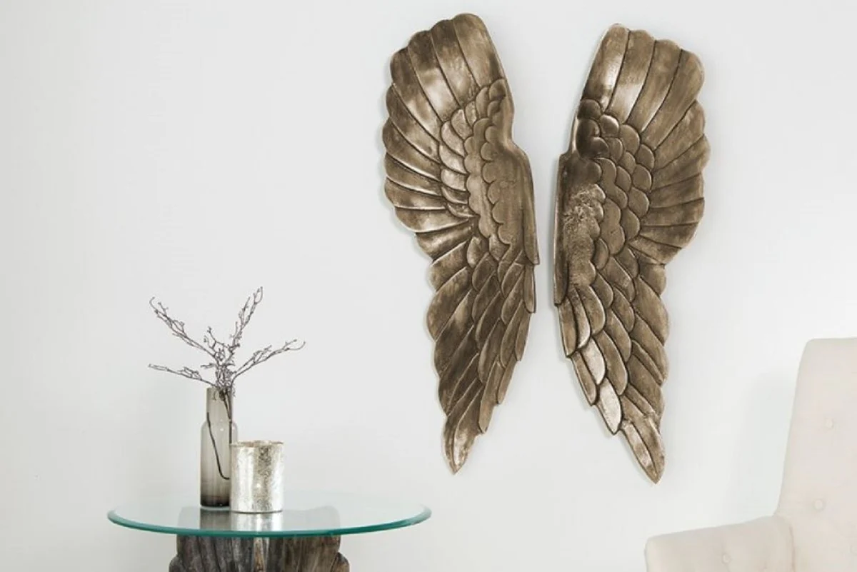 Casa Padrino alas de ángel de metal plata antigua / bronce 20 x 5 x A. 65 cm - Decoración de la Pared - Accesorios Deco