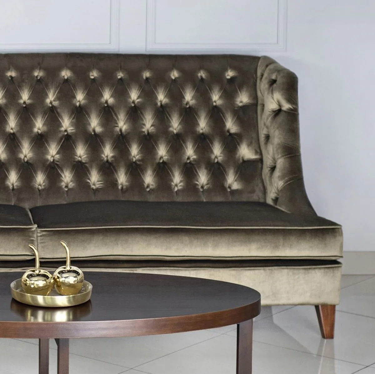 Casa Padrino sof¨¢ de 3 plazas Chesterfield de lujo verde / marr¨®n 230 x 95 x A. 102 cm - Sof¨¢ de sal¨®n moderno - Muebles de Sal¨®n Chesterfield de Lujo