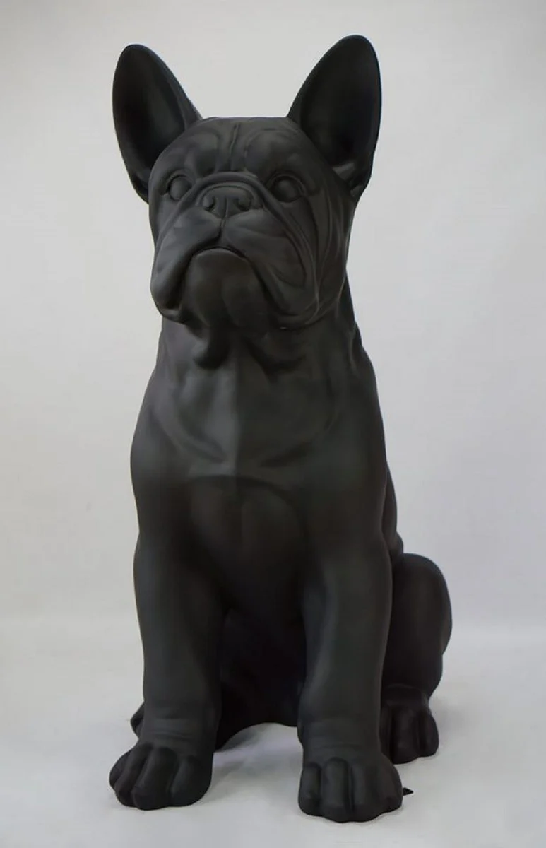 Casa Padrino escultura decorativa XXL perro bulldog negro mate A. 170 cm