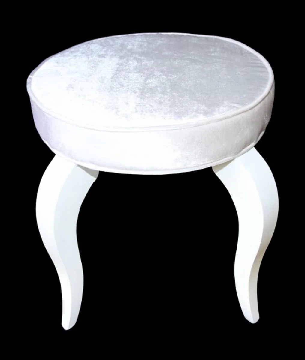 Casa Padrino barroco Foot Stool Blanco / Blanco - taburete redondo dise?ador - calidad de lujo