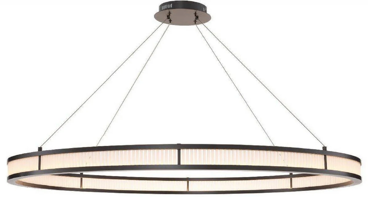 Casa Padrino lámpara de araña LED de lujo bronce / blanco Ø 139 cm - Lámpara de araña redonda moderna - Lámpara de Araña de Salón - Lámpara de Araña de Hotel