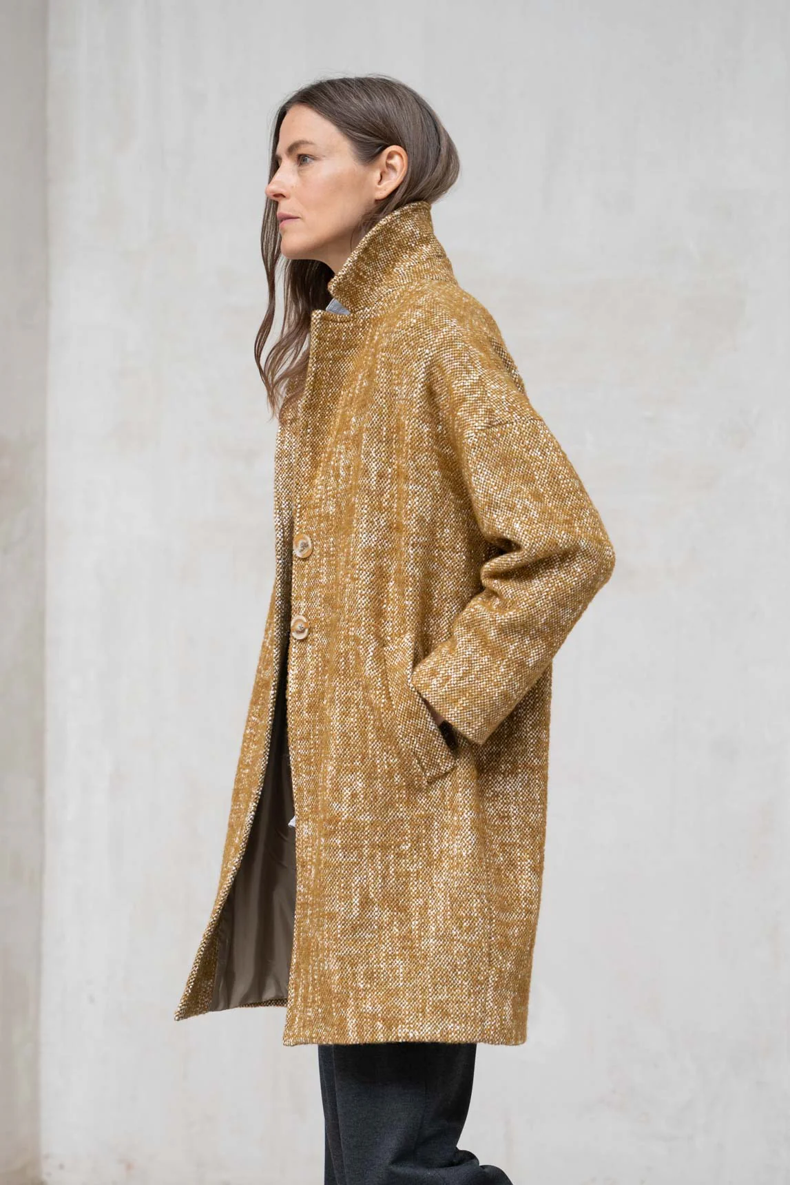 Rivera-spain Abrigo Monza mostaza jaspeado