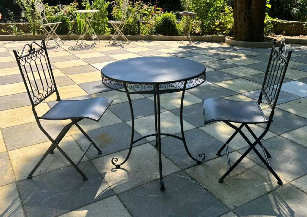 Casa Padrino conjunto de muebles de jard¨ªn Art Nouveau de metal negro - Muebles de Jard¨ªn Barrocos y Art Nouveau