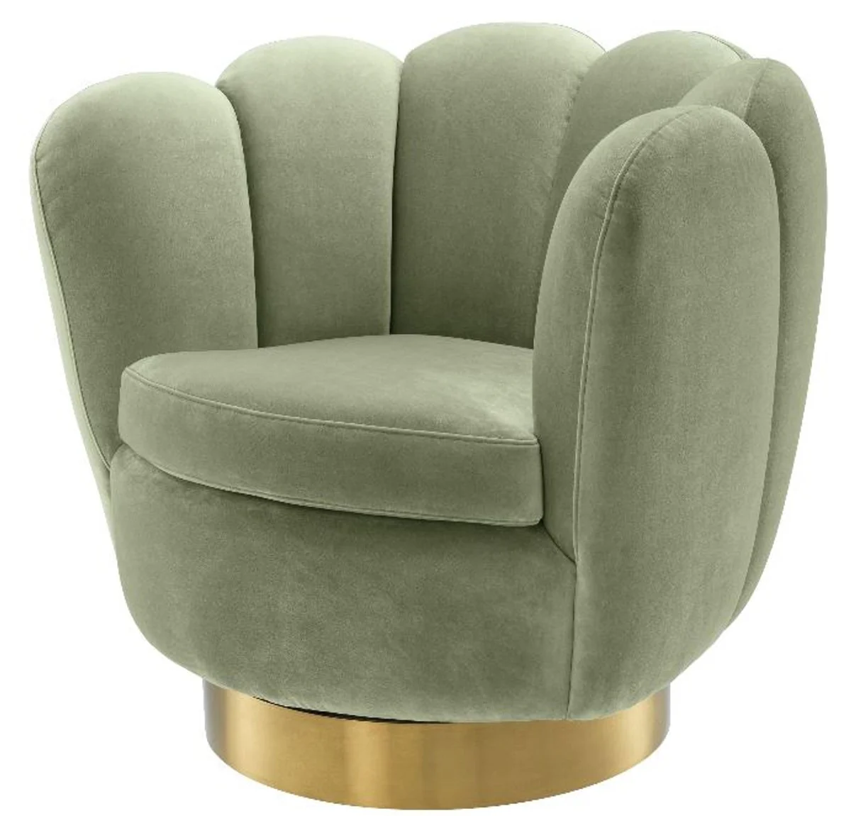 Casa Padrino sill¨®n giratoria de lujo verde pistacho / lat¨®n 90 x 80 x H. 80 cm - Sill¨®n de Terciopelo para Sal¨®n - Muebles de Lujo