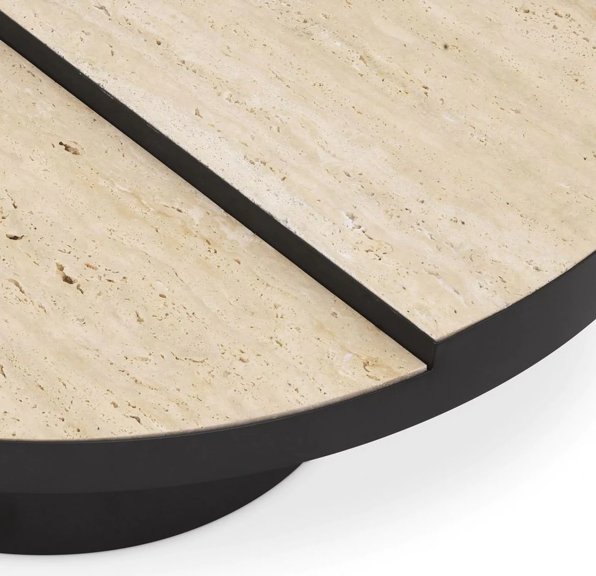 Casa Padrino mesa de centro de lujo bronce / beige ? 88 x A. 35 cm - Mesa de centro redonda de acero inoxidable con 2 tableros de travertino - Muebles de sal¨®n - Muebles de lujo