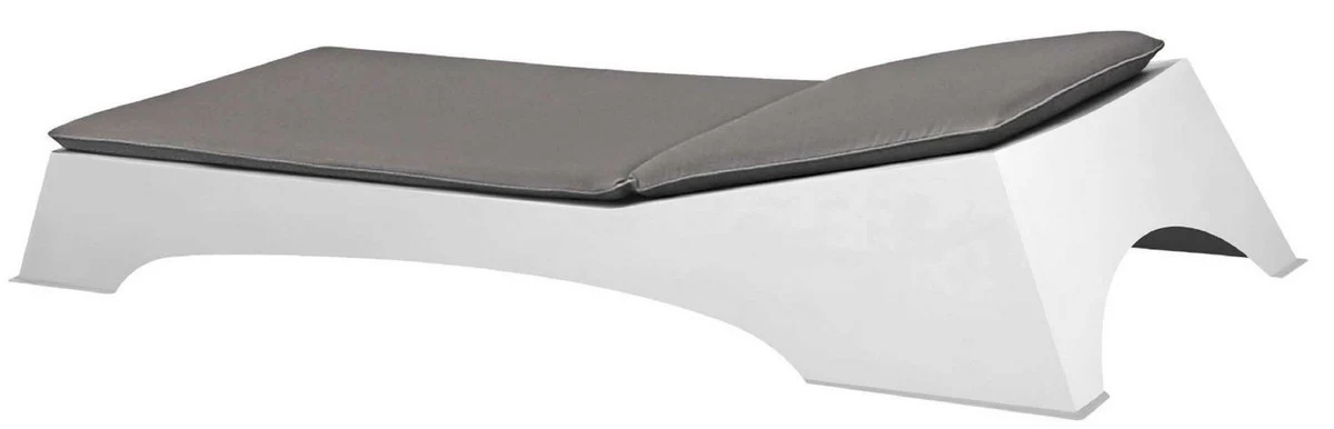 Casa Padrino tumbona de jardín de lujo blanco mate / gris oscuro 225 x 80 x A. 40 cm - Tumbona moderna resistente a la intemperie - Tumbona de piscina - Muebles de piscina de hotel de jardín