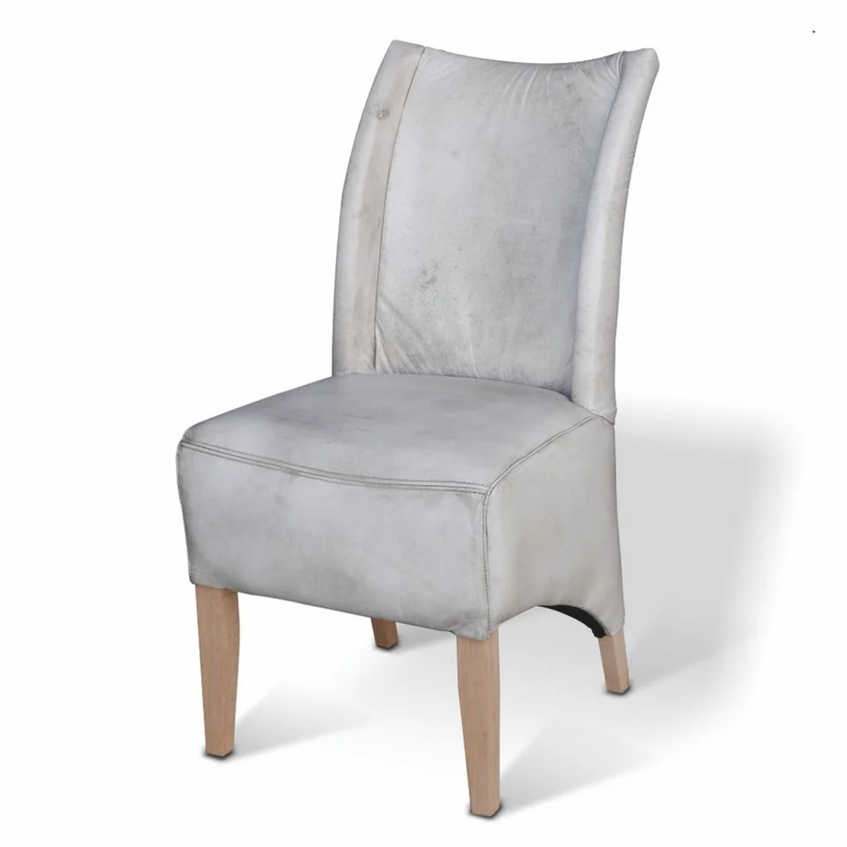 Casa Padrino silla de comedor de lujo de cuero gris vintage / natural Al. 93 cm