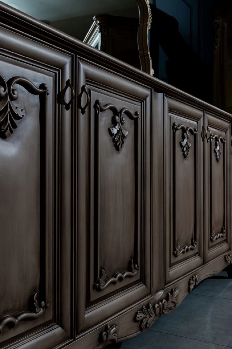 Casa Padrino aparador barroco de lujo con 4 puertas marrón - Magnífico gabinete de madera maciza - Muebles barrocos - Noble y Magnífico