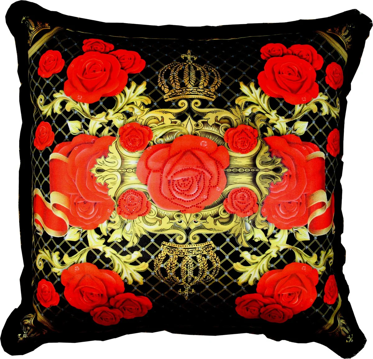 Enorme almohada barroca de lujo XXL  Rosas  Pomp??s de Casa Padrino de Harald Gl??ckler 80 x 80 cm con brillantes diamantes de imitaci¨®n