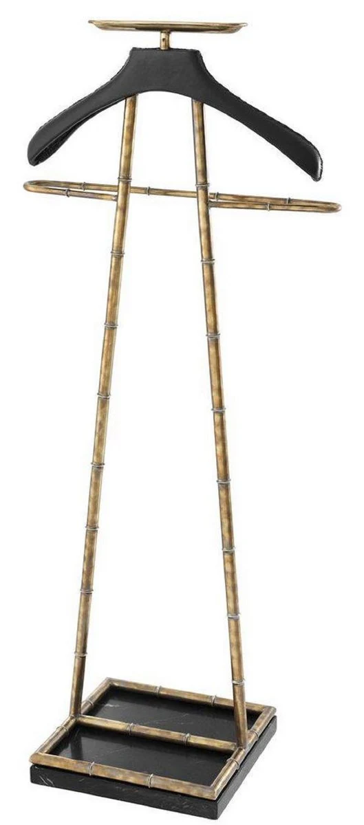 Casa Padrino sirviente mudo de lujo vintage latón / negro 50,5 x 31 x H. 117 cm - Perchero Abrigo Perchero Traje Soporte Mudo Sirviente Caballero - Accesorios de Lujo