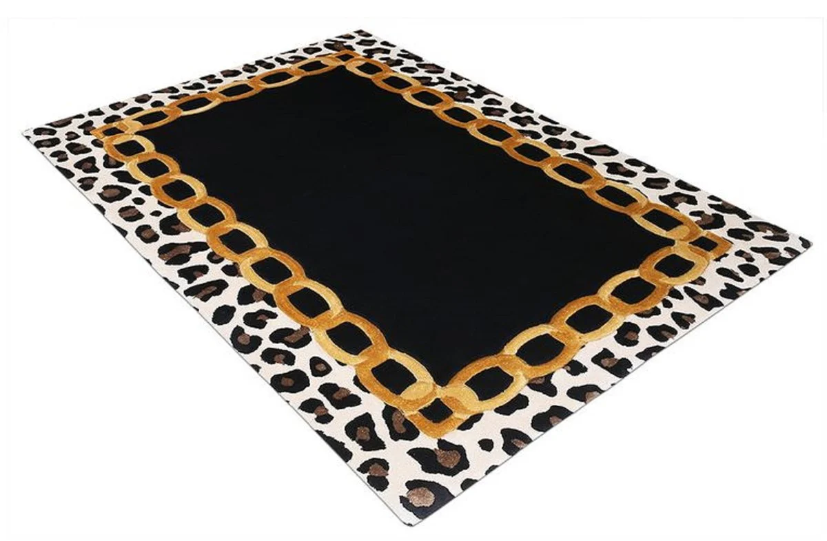 Casa Padrino alfombra de lujo con diseño de leopardo multicolor 160 x 230 cm - Alfombra rectangular de salón - Alfombra de dormitorio tejida a mano - Interior de lujo - Calidad de lujo