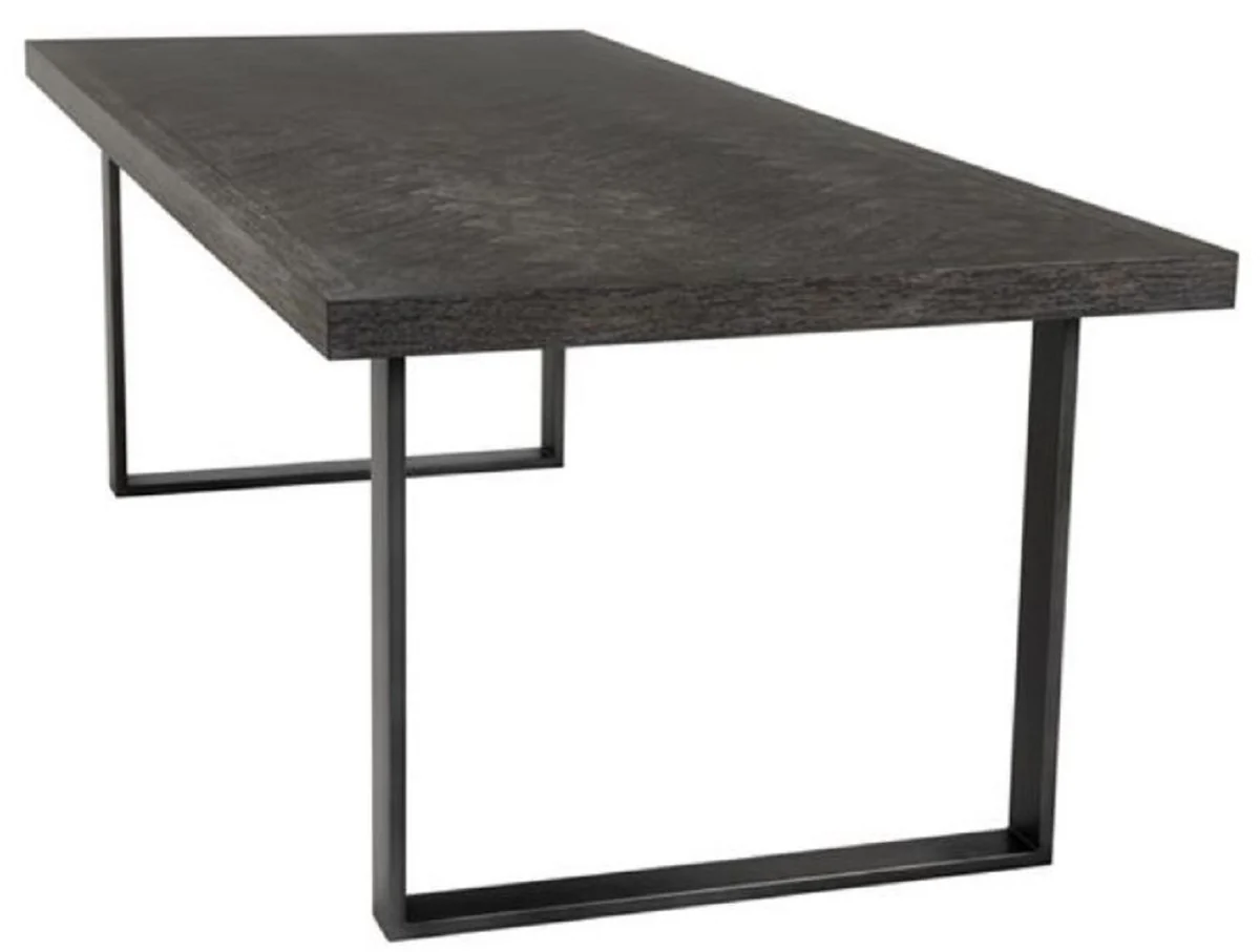 Casa Padrino mesa de comedor de lujo con tablero de chapa de roble negro / bronce 230 x 100 x H. 75,5 cm - Muebles de Comedor de Lujo