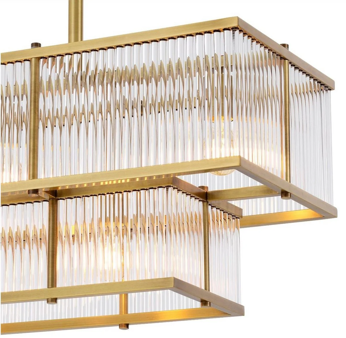 Casa Padrino araña de luces de lujo latón antiguo 120 x 32,5 x H. 34 cm - Araña de Luces Rectangular - Calidad de Lujo