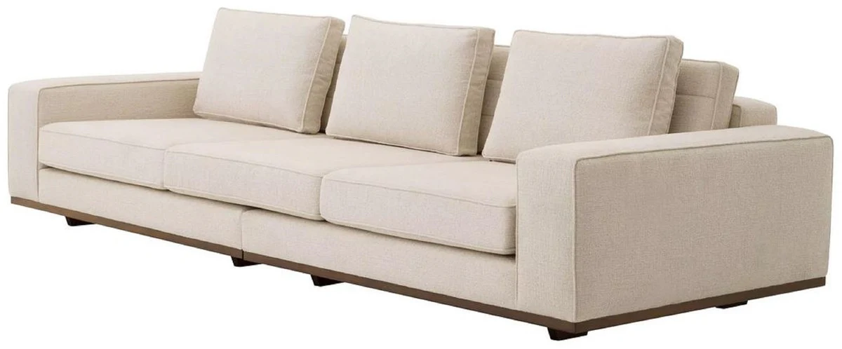 Casa Padrino sof¨¢ de lujo beige / marr¨®n 286 x 110 x A. 80 cm - Sof¨¢ de sal¨®n con cojines - Muebles de sal¨®n - Muebles de lujo - Interior de sal¨®n - Interior de lujo