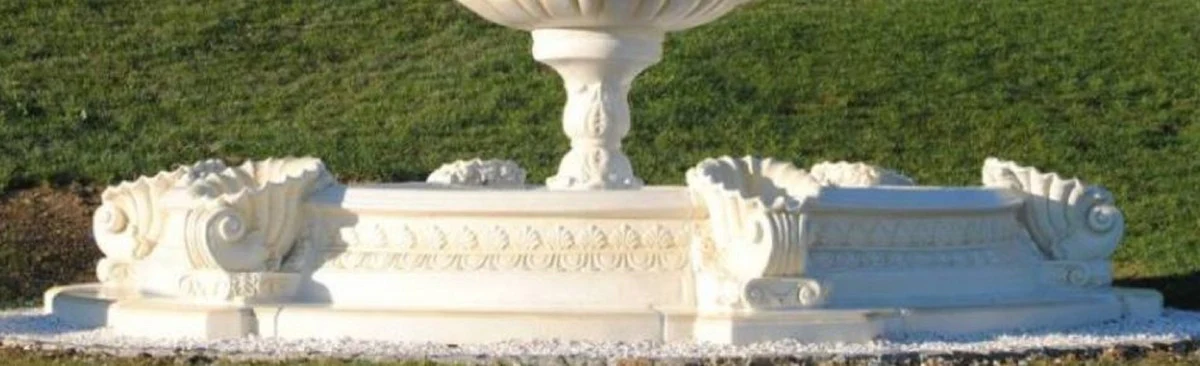 Casa Padrino borde de fuente barroco blanco Ø 445 x A. 48 cm - Borde de fuente de jardín redondo - Magnífica decoración de jardín en estilo barroco