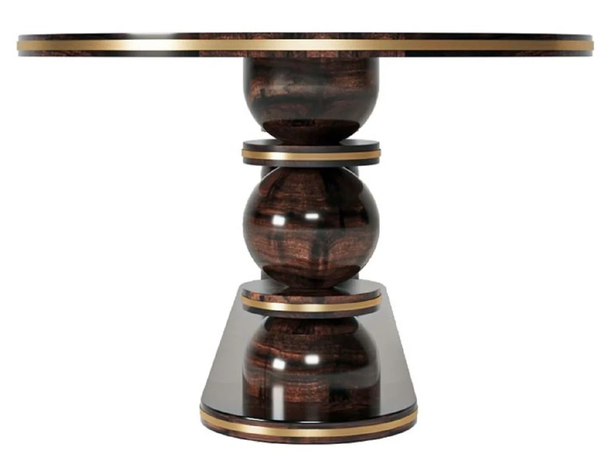 Casa Padrino mesa de comedor de lujo marr¨®n oscuro / lat¨®n 240 x 110 x A. 76 cm - Mesa de comedor ovalada de madera maciza - Muebles de comedor - Muebles de lujo