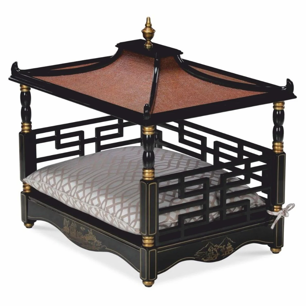 Casa Padrino cama de perro barroco de lujo en estilo oriental negro / oro