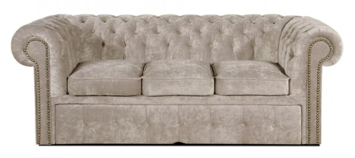 Casa Padrino Sof¨¢ 3 Plazas Gris 210 x 100 x H. 78 cm - Sof¨¢ Cama Chesterfield de Lujo