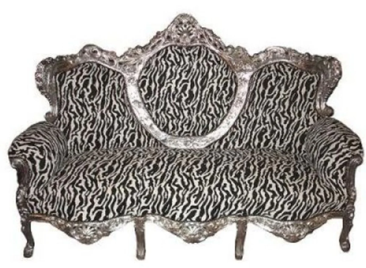 Casa Padrino Baroque Sofa King Zebra / Silver