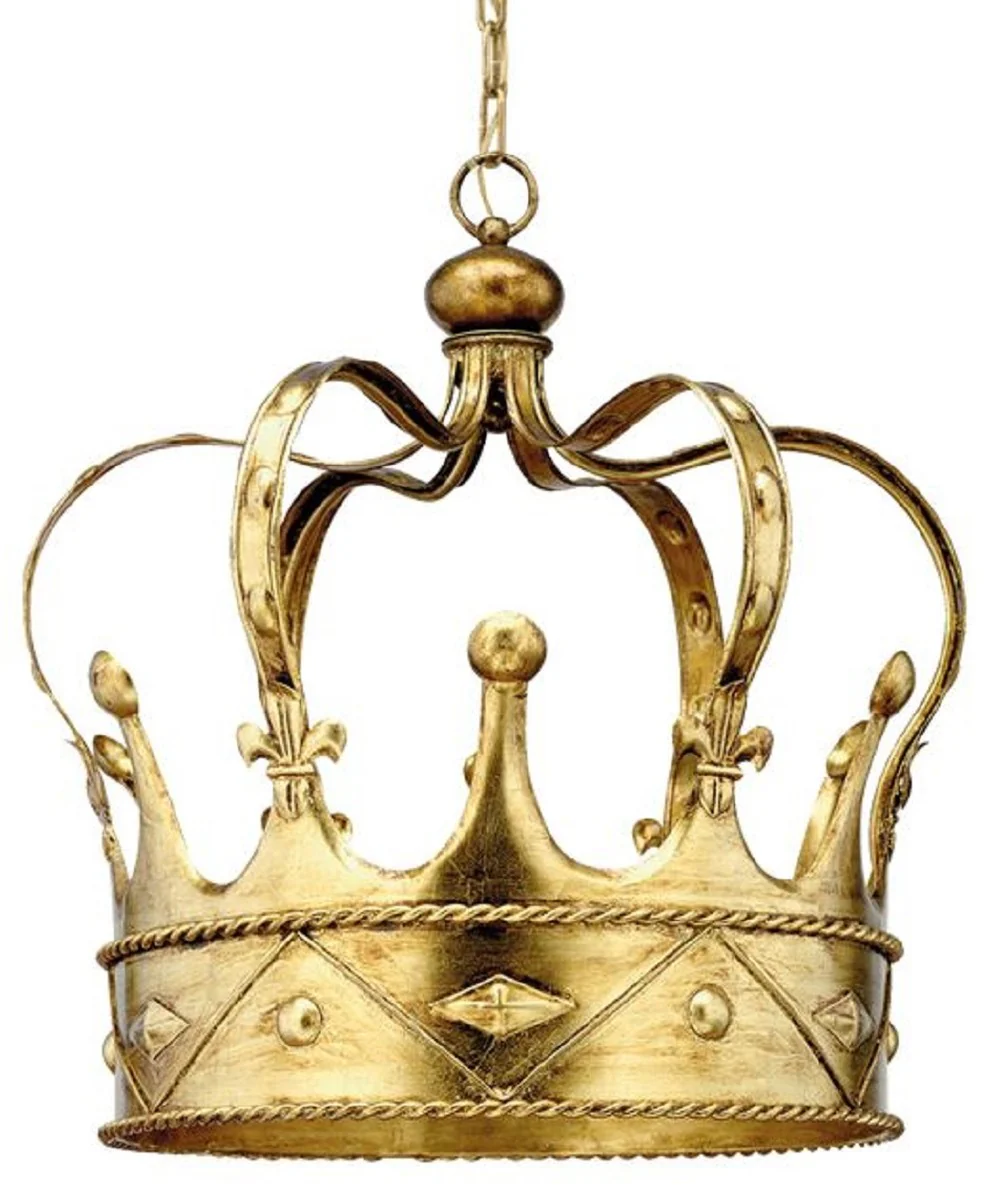 Casa Padrino araña de luces LED barroco de lujo corona oro Ø 50 x A. 60 cm - Araña de luces de metal hecha a mano en estilo barroco - Luces LED Barrocas