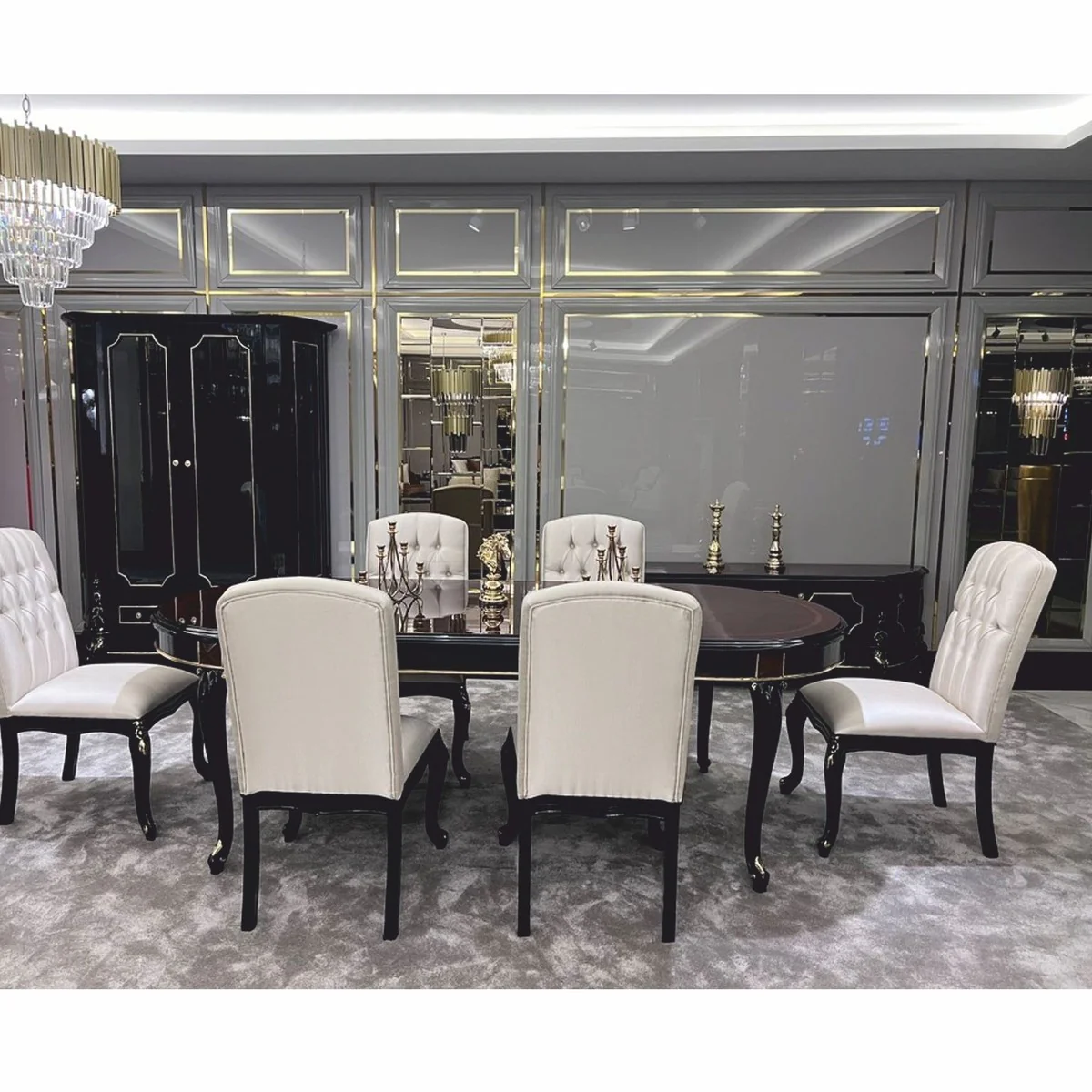 Casa Padrino vitrina barroco de lujo con 2 puertas de vidrio y caj¨®n negro / oro - Muebles de estilo barroco