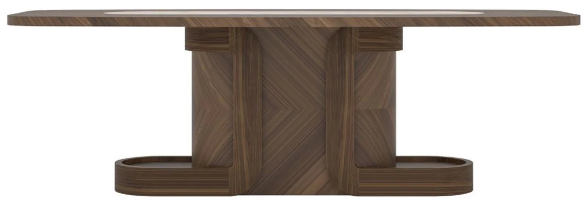 Casa Padrino mesa de comedor de lujo marr¨®n / beige 240 x 100 x A. 80 cm - Mesa de comedor de madera maciza con tapa de m¨¢rmol - Muebles de comedor - Muebles de lujo - Interiores de comedor de lujo