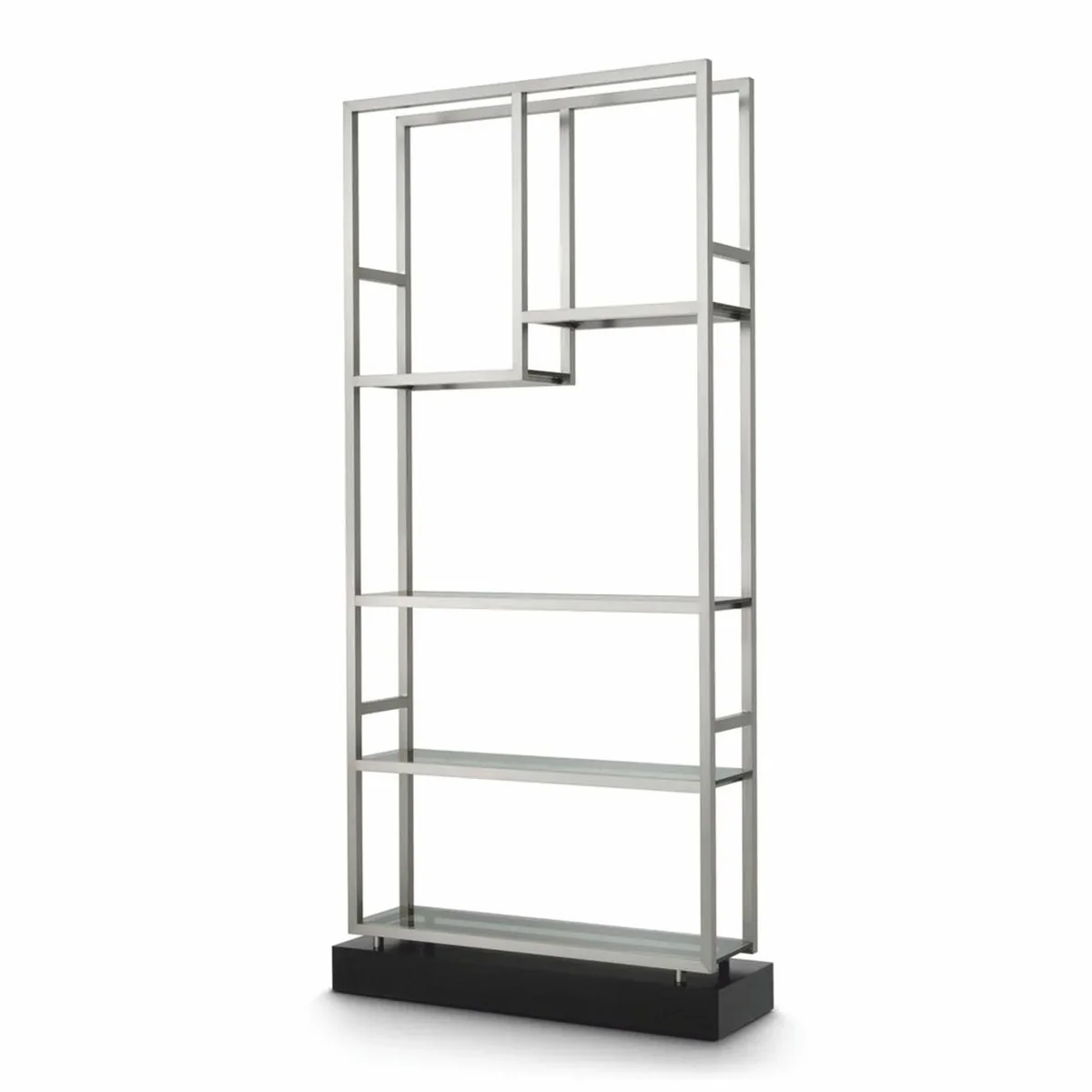 Casa Padrino armario de estanter¨ªa con estantes de vidrio plata / negro / gris A. 240,5 cm - Muebles de lujo