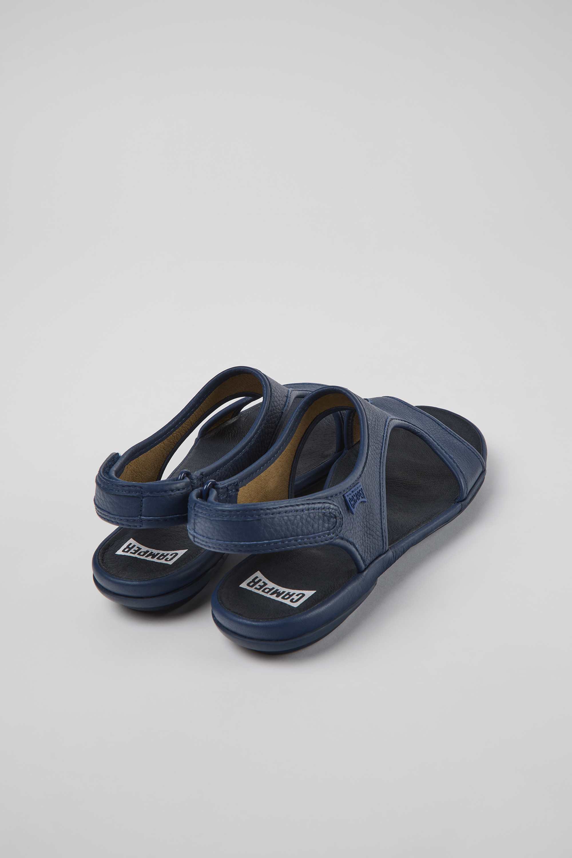 Right - Dark blue leather sandals for women
