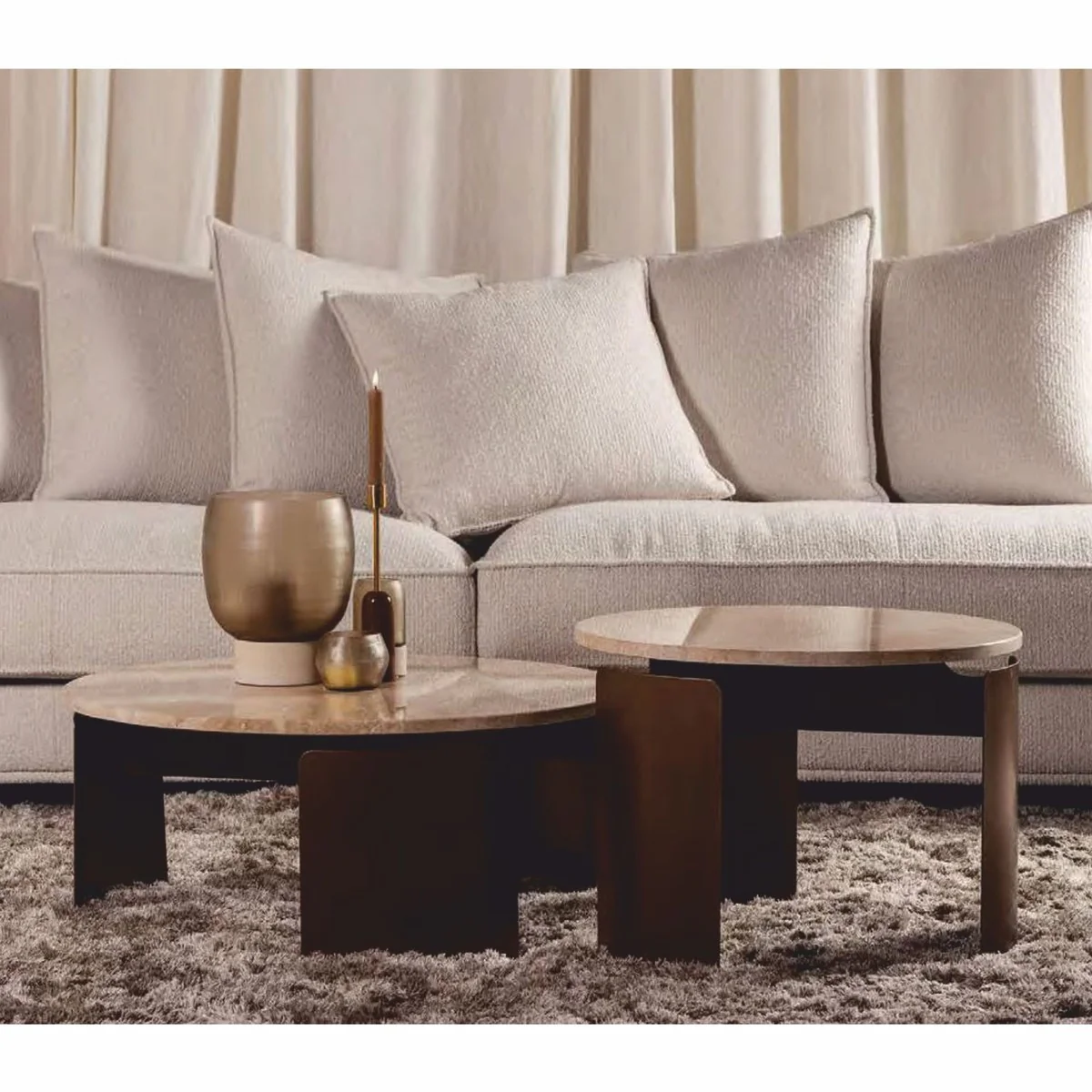 Casa Padrino conjunto de mesa de centro de lujo beige / marr¨®n - Muebles para hoteles y salas de estar