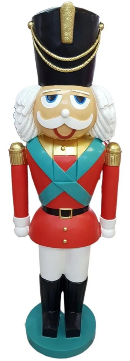 Casa Padrino escultura decorativa de lujo cascanueces rojo / multicolor / turquesa A. 180 cm - Figura decorativa navide?a - Escultura decorativa XXL - Figura decorativa XXL - Escultura navide?a XXL