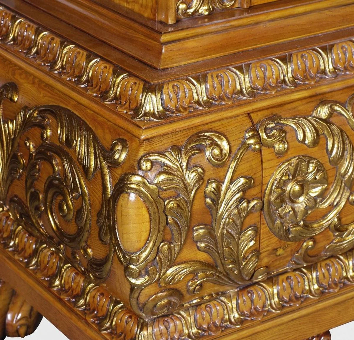 Casa Padrino armario de sal¨®n de lujo con iluminaci¨®n LED marr¨®n / oro 268 x 58 x A. 189 cm - Armario de madera maciza - Muebles de lujo - Interiores de lujo - Muebles de sal¨®n - Calidad de lujo