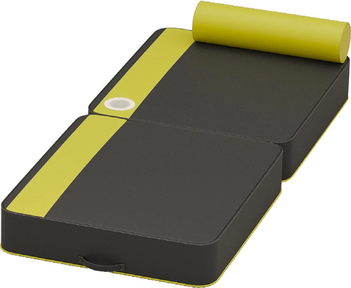 Casa Padrino tumbona de agua de lujo negro / amarillo 190 x 80 x A. 17 cm - Tumbona de agua de cuero artificial impermeable con reposacabezas y portavasos - Accesorios para piscinas de hotel