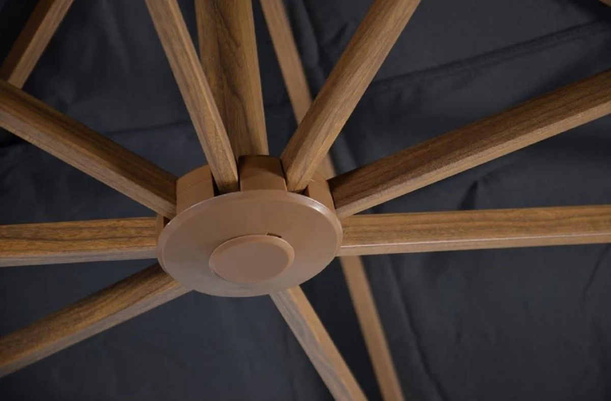 Casa Padrino sombrilla semáforo de lujo con soporte marrón / gris 300 x 300 cm - Sombrilla de jardín con aspecto de madera - Sombrilla de patio - Sombrilla de balcón - Accesorios de jardín