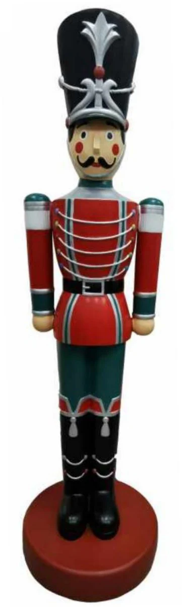 Casa Padrino escultura de decoración navideña Cascanueces multicolor / plata A. 200 cm - Figura decorativa XXL resistente a la intemperie - Accesorios de decoración navideña