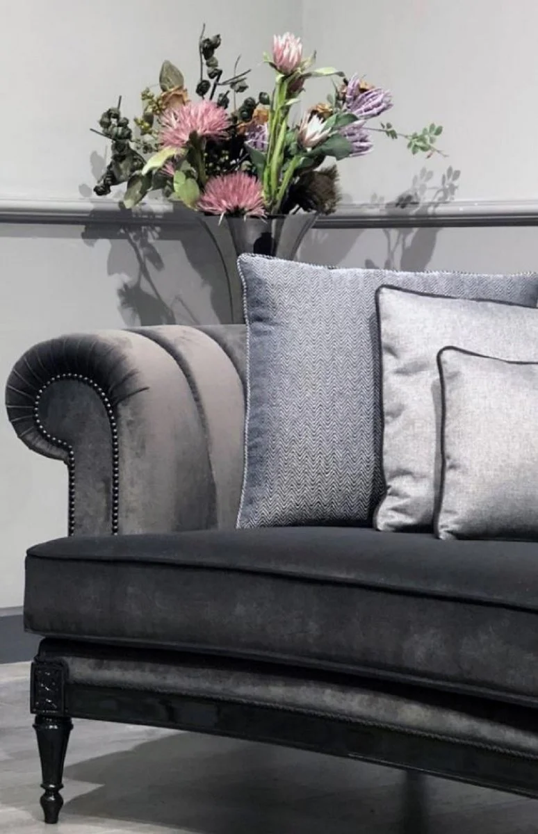 Casa Padrino sof¨¢ barroco de lujo gris / negro - Magn¨ªfico sof¨¢ de sal¨®n - Muebles de lujo estilo barroco - Muebles de sal¨®n estilo barroco - Muebles barrocos - Noble y Magn¨ªfico