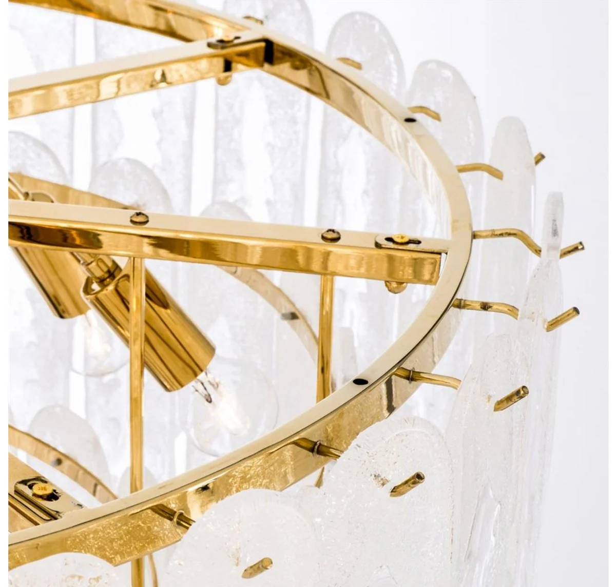 Casa Padrino Lámpara de Araña de Lujo Oro Ø 85 x H. 73 cm - Lámpara de Araña de Hotel y Restaurante con Vidrio Esmerilado