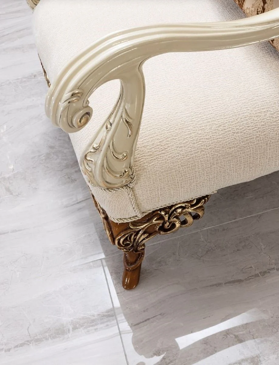 Casa Padrino conjunto de sala de estar barroco de lujo beige / gris / marr¨®n / oro - 2 Sof¨¢s y 2 Sillones y 1 Mesa de Centro - Muebles de sal¨®n hechos a mano estilo barroco